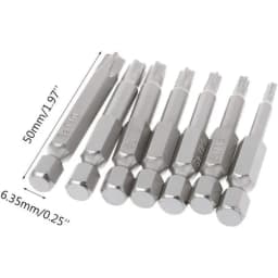 7 Pcs 5 Point Star Screwdriver Bits 50mm S2 Magnetic Star Screw Driver 1/4" Hex Shank T10 T15 T20 T25 T27 T30 T40