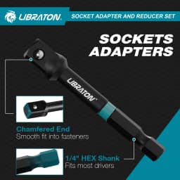 LIBRATON 1/4" 3/8" 1/2" Impact Socket Adapters and Reducer, Includes Reducers, Universal Joints, Socket Adapter Extension, 20pcs
