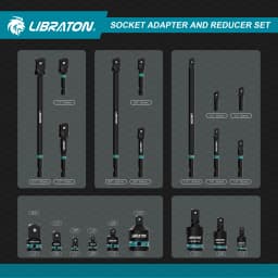 LIBRATON 1/4" 3/8" 1/2" Impact Socket Adapters and Reducer, Includes Reducers, Universal Joints, Socket Adapter Extension, 20pcs