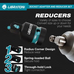 LIBRATON 1/4" 3/8" 1/2" Impact Socket Adapters and Reducer, Includes Reducers, Universal Joints, Socket Adapter Extension, 20pcs