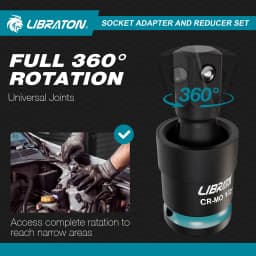 LIBRATON 1/4" 3/8" 1/2" Impact Socket Adapters and Reducer, Includes Reducers, Universal Joints, Socket Adapter Extension, 20pcs