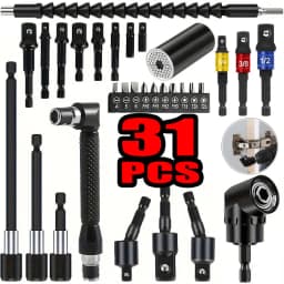31 Flexible Drill Bit Extension Rotatable Socket Adapter Hex Shank 105° Right Angle Drill Attachment Screwdriver 90° Angled Bits