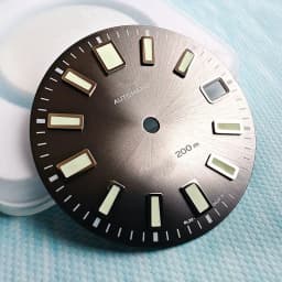 62MAS Sun Pattern Gray Modified Dial Suitable For NH35 Movement C3 Green Luminous 28.5mm Real Nail Disc