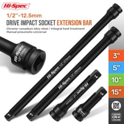 Hi-Spec Impact Socket Extension Bar Impact Socket Cr-V Steel With Lengths Of 3", 5", 10" 15"For Wrench Auto Repair