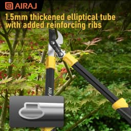AIRAJ Extendable Aluminum Handle Pruning Shears, Large Opening Toothed Pruner, Gardening Branch Efficient Scissors-SK5 Blade
