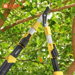 AIRAJ Extendable Aluminum Handle Pruning Shears, Large Opening Toothed Pruner, Gardening Branch Efficient Scissors-SK5 Blade