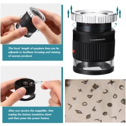 30X Handheld Magnifying Glass with Scale LED UV Light Magnifier Cylindrical Adjustable Focal HD Loupe Jewelry Tool Reading Lupe