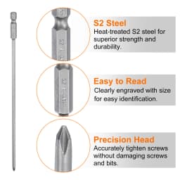 1/2/5Pcs Phillips Screwdriver Bit 1/4" Hex Shank 200mm Long Magnetic S2 Steel Driver Bit Cross Head Electric Drill Bits 4-6mmRod