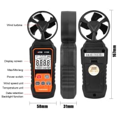 VICTOR Digital Anemometer Handheld Wind Speed Meter for Measuring Wind Speed, Temperature and Wind Chill with Backlight and Max