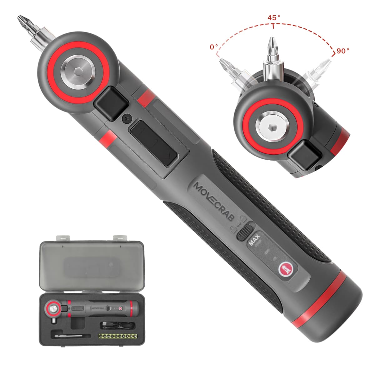 MOVECRAB Adjustable-Angle Mini Electric Screwdriver Set, Household Lithium-Powered Rechargeable Handheld Tool