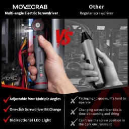 MOVECRAB Adjustable-Angle Mini Electric Screwdriver Set, Household Lithium-Powered Rechargeable Handheld Tool