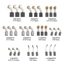 60-Piece Set of 10 Types of Motor Carbon Brush Replacement Kits for Power Tool Repair and Maintenance, Replacement Parts Suitable for Electric Drills, Angle Grinders, Hammer Motors, Impact Drills, and Circular Saws