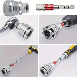 TINSOL Universal Adjustable Ratchet Socket Wrench Multifunctional Auto Repair Hand Tool with Flexible Quick Release 360 Degree