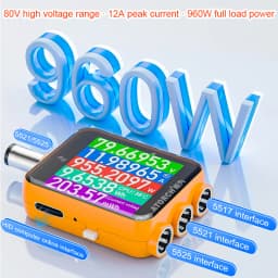 ATORCH D5P Touch Screen DC5.5 Tester DC 4.5-80V 12A Digital Voltmeter Ammeter Wattmeter Battery Capacity Power Analyzer Monitor