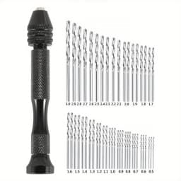 49pcs/set 0.2 To 3.4mm Mini Aluminum Hand Drill Bit Jewelry Craft Woodworking Manual Drilling Tool