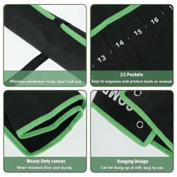 14 Pockets Roll Up Wrench Tool Storage Bag Portable Tool Organizer Pouch Durable Canvas Hand Tool Carrier Storage Bag for Garage
