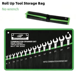 14 Pockets Roll Up Wrench Tool Storage Bag Portable Tool Organizer Pouch Durable Canvas Hand Tool Carrier Storage Bag for Garage