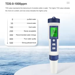 5 In 1 Digital Water Quality Tester Pen PH TDS EC Meter Pen with Backlight for Aquarium Water Temperature Tester
