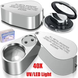 40X Pocket Loupe Magnifier Jewelry Magnifying Glass with Light LED/UV Illuminated Foldable Diamond Lupa Jewelers Eye Glass Tools