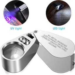 40X Pocket Loupe Magnifier Jewelry Magnifying Glass with Light LED/UV Illuminated Foldable Diamond Lupa Jewelers Eye Glass Tools