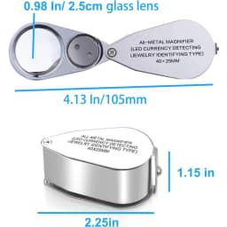 40X Pocket Loupe Magnifier Jewelry Magnifying Glass with Light LED/UV Illuminated Foldable Diamond Lupa Jewelers Eye Glass Tools
