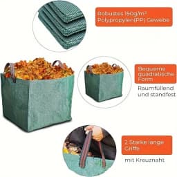 60/125L Heavy Duty Garden Storage Bag, Puncture-Resistant Reusable Lawn Leaf Collection Bag with Reinforced Handles, Leaf Bag