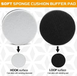 3Pk Hook & Loop Soft Foam Buffing Pads 3" (75mm) Sponge Cushion Backing Pad for Sanding Pad