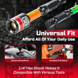 Geinxurn 2.6“/6" Nut Driver Set, Color Coded Strong Magnetic S2 Steel 1/4 Hex Shank Socket Bits Fit Drill Screwdriver For Repair