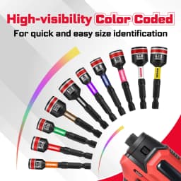 Geinxurn 2.6“/6" Nut Driver Set, Color Coded Strong Magnetic S2 Steel 1/4 Hex Shank Socket Bits Fit Drill Screwdriver For Repair