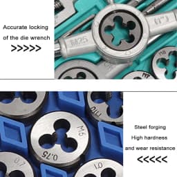 40 PC Tap Die Set Alloy Steel Professional Metric Threading Hand Tools for Thread Repair Automotive Workshop Includes Tap Wrench