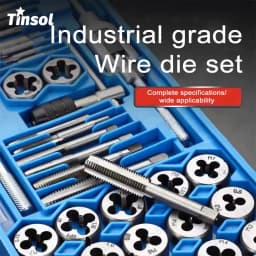 40 PC Tap Die Set Alloy Steel Professional Metric Threading Hand Tools for Thread Repair Automotive Workshop Includes Tap Wrench