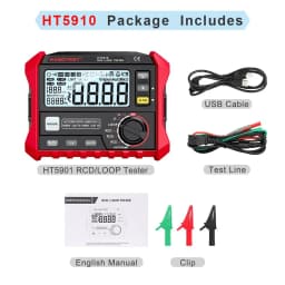 4.7-inch Large LCD Digital Resistance Meter HT5910 HT2302 RCD/Loop Tester with 1000 Data Storage 0~440V Leakage Switch Tester