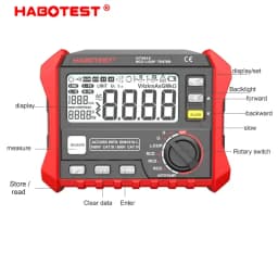 4.7-inch Large LCD Digital Resistance Meter HT5910 HT2302 RCD/Loop Tester with 1000 Data Storage 0~440V Leakage Switch Tester