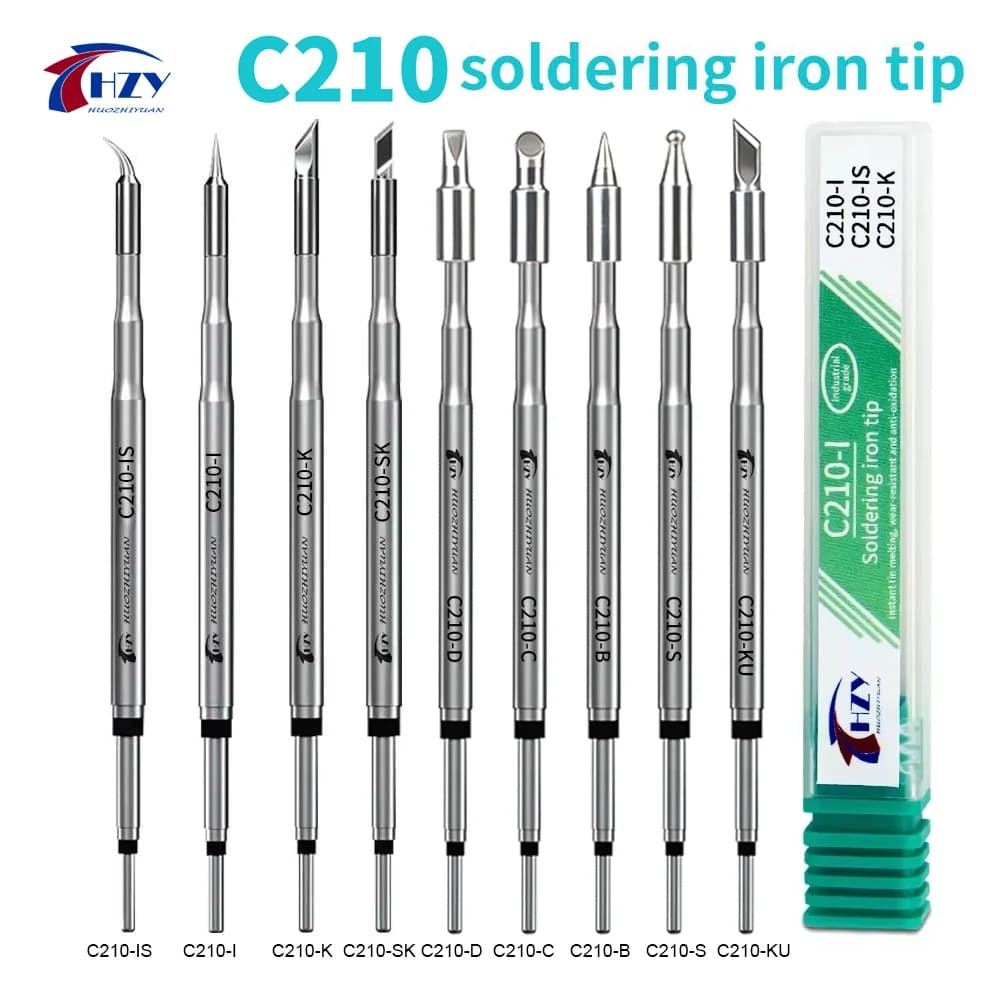 HZY C210 Series Soldering Iron Tips C210-K/SK/I/IS/D/C/B/S/KU/U Welding Iron Head for JBC Sugon T26 T26D T3602 Soldering Station