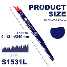 CMCP 1/2/5Pcs 240mm HCS Reciprocating Saw Blades S1531L For Woodworking Saber Saw Blades Power Tool Accessories