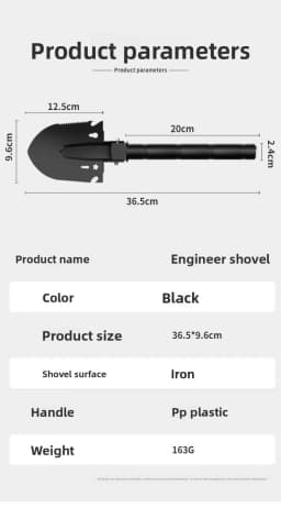 Outdoor thickened multi-function engineer shovel with coass camping fishing scarifying exploratio portable digging shovel