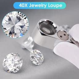 40X Illuminated LED UV Jewelry Loupe Magnifier with Metal Construction and Optical Glass