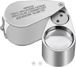 40X Illuminated LED UV Jewelry Loupe Magnifier with Metal Construction and Optical Glass