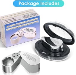 40X Illuminated LED UV Jewelry Loupe Magnifier with Metal Construction and Optical Glass