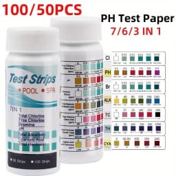 50/100pcs 3/6/7 in 1 Swimming Pool PH Test Strips Multi-purpose Chlorine Bromine Test Strips for Aquariums Water Quality Testers