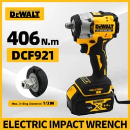 Dewalt DCF921 Cordless Electric Brushless Impact Wrench High Torque LED Light 406N.m Lightweight Professional Power Tool