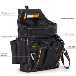 TOUGHBUILT TB-229 Electrician Pouch  Wear Resistant Portable With Soft Padded Waist Belt Shoulder Strap ToolBag