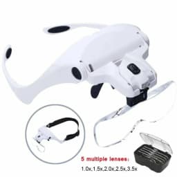 Magnifying Glasses LED Light Headband Loupe 5 Lens Magnifier 1.0X-3.5X Bright Illuminated for Jeweler Watch Repair Reading