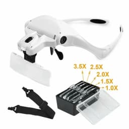 Magnifying Glasses LED Light Headband Loupe 5 Lens Magnifier 1.0X-3.5X Bright Illuminated for Jeweler Watch Repair Reading
