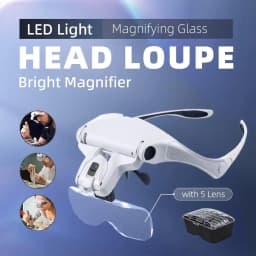 Magnifying Glasses LED Light Headband Loupe 5 Lens Magnifier 1.0X-3.5X Bright Illuminated for Jeweler Watch Repair Reading