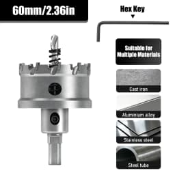1Pc TCT Hole Saw, 12‑100mm Tungsten Carbide Tipped Hole Cutter for Cutting & Drilling Metal, Stainless Steel, Alloy Steel