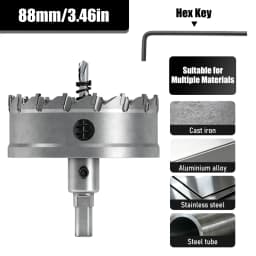 1Pc TCT Hole Saw, 12‑100mm Tungsten Carbide Tipped Hole Cutter for Cutting & Drilling Metal, Stainless Steel, Alloy Steel