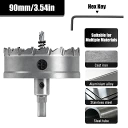 1Pc TCT Hole Saw, 12‑100mm Tungsten Carbide Tipped Hole Cutter for Cutting & Drilling Metal, Stainless Steel, Alloy Steel