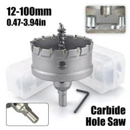 1Pc TCT Hole Saw, 12‑100mm Tungsten Carbide Tipped Hole Cutter for Cutting & Drilling Metal, Stainless Steel, Alloy Steel
