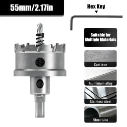 1Pc TCT Hole Saw, 12‑100mm Tungsten Carbide Tipped Hole Cutter for Cutting & Drilling Metal, Stainless Steel, Alloy Steel